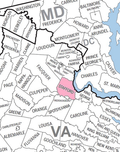 Map of Stafford County, Virginia