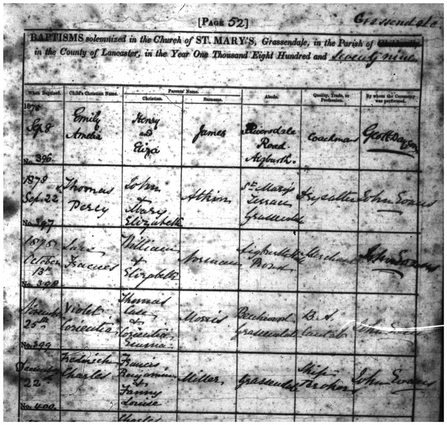 Rose Miller baptismal certificate