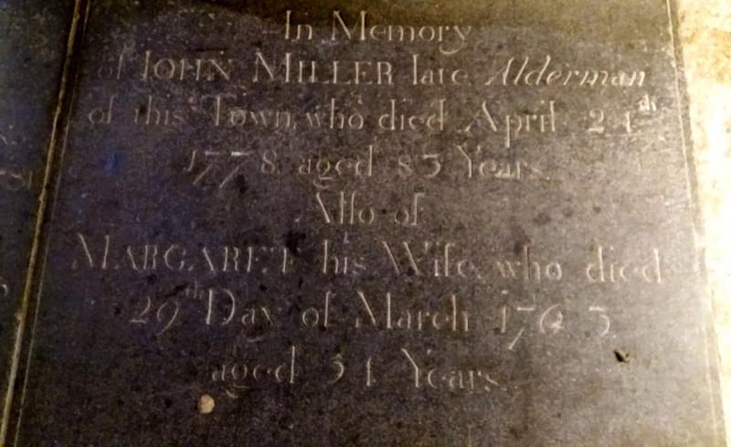 Memorial Plaque in Kendal Church: John Miller & Margaret Holme