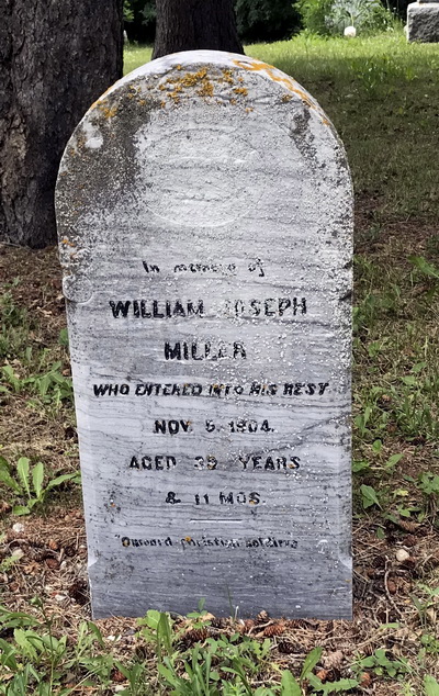 William Joseph Miller gravestone, Solsgirth, Manitoba, Canada